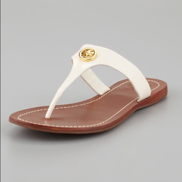Tory Burch Shoes - Tory Burch Cameron Patent Logo Thong Sandal
